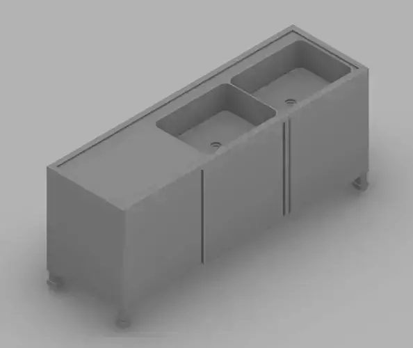 Stainlesssink01 sink cabinet with two sinks