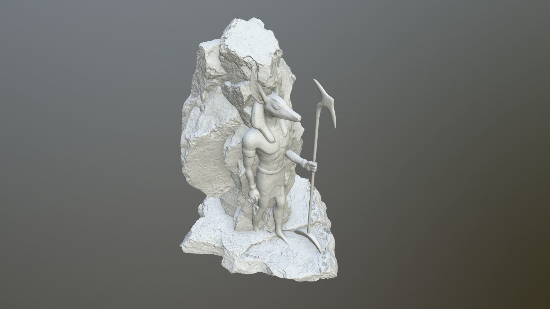 anibus statue of egyptian god 3D print model_8