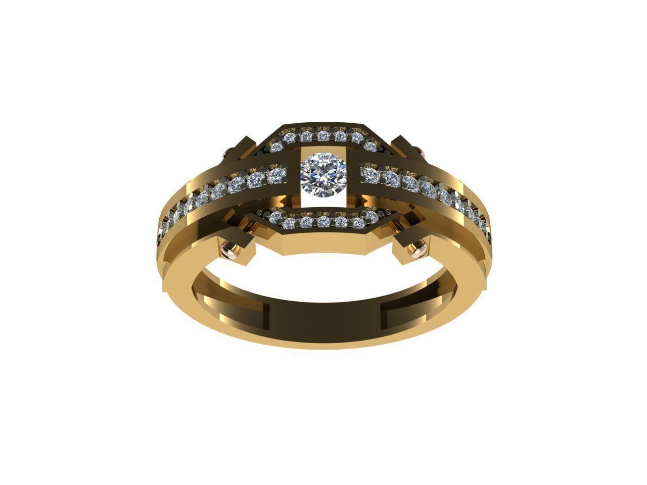 Men ring diamond 3D print model_7