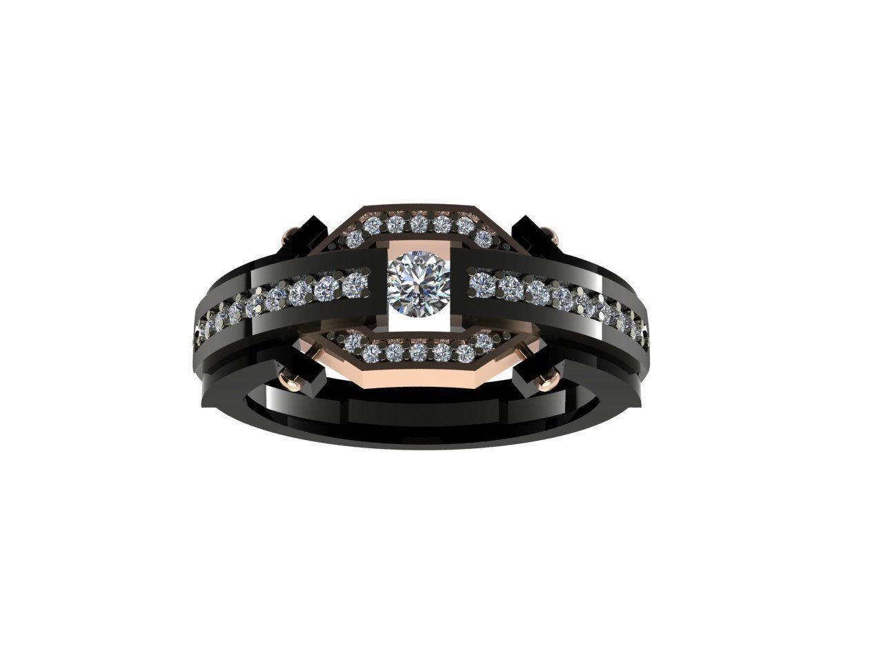 Men ring diamond 3D print model_3