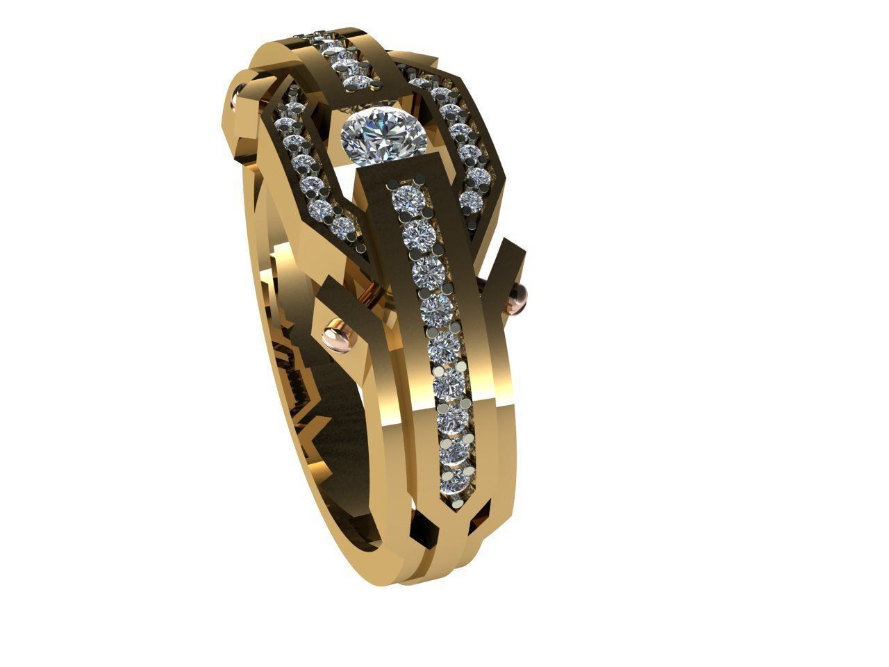 Men ring diamond 3D print model_4