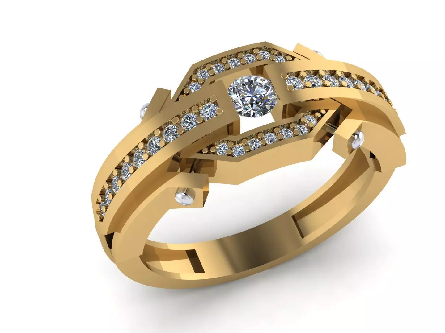 Men ring diamond 3D print model_0