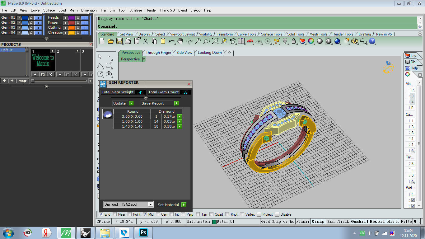 Men ring diamond 3D print model_13