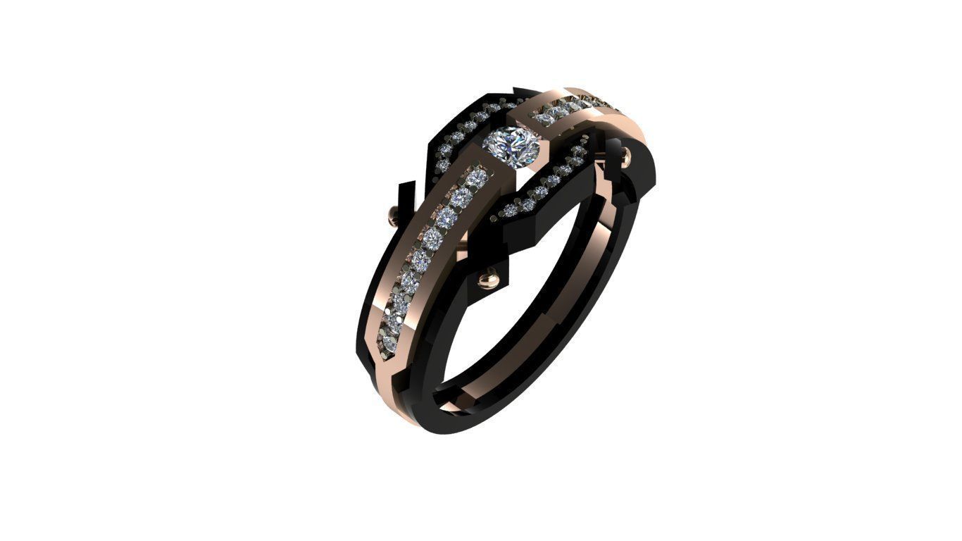 Men ring diamond 3D print model_1