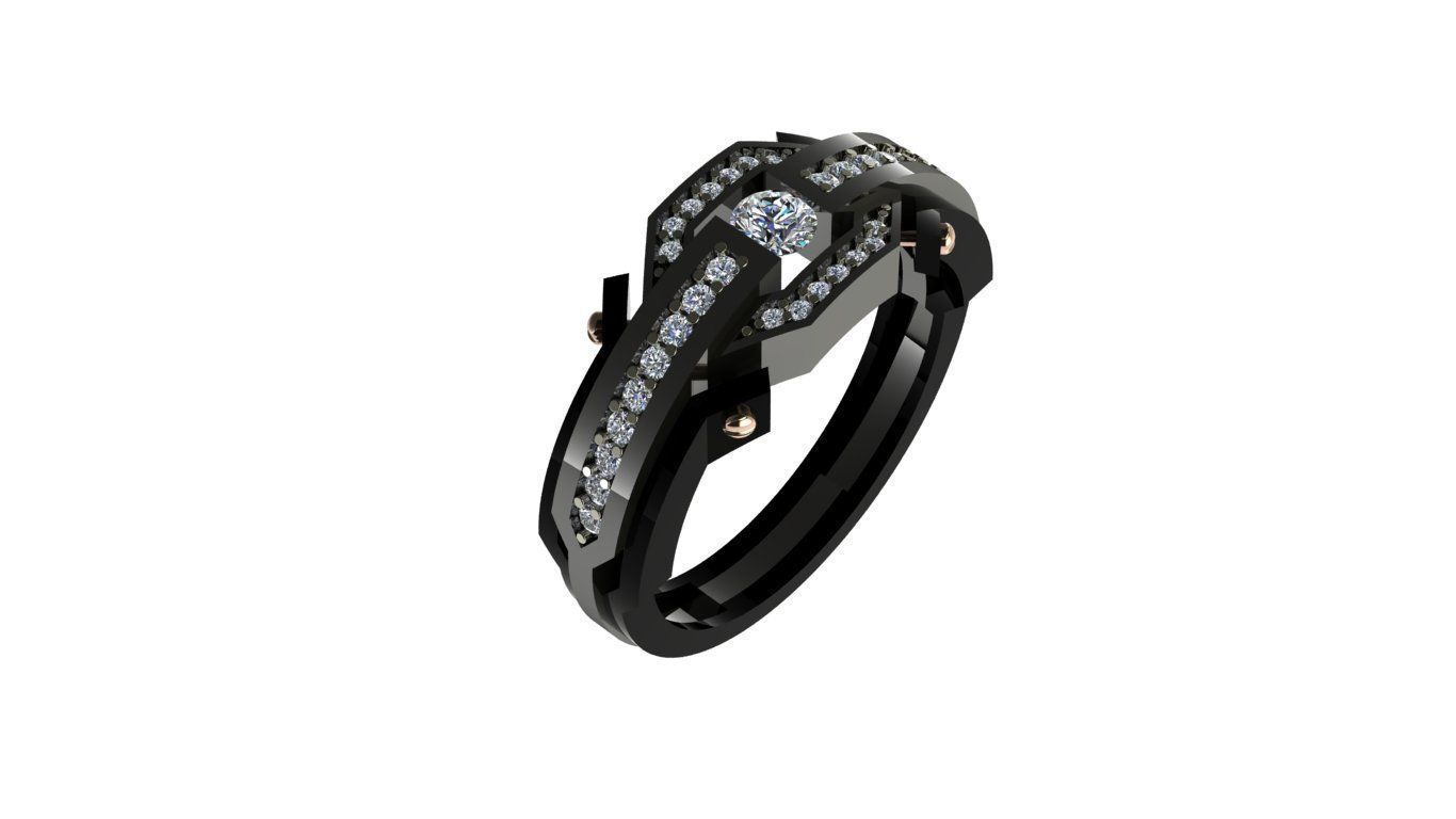 Men ring diamond 3D print model_6