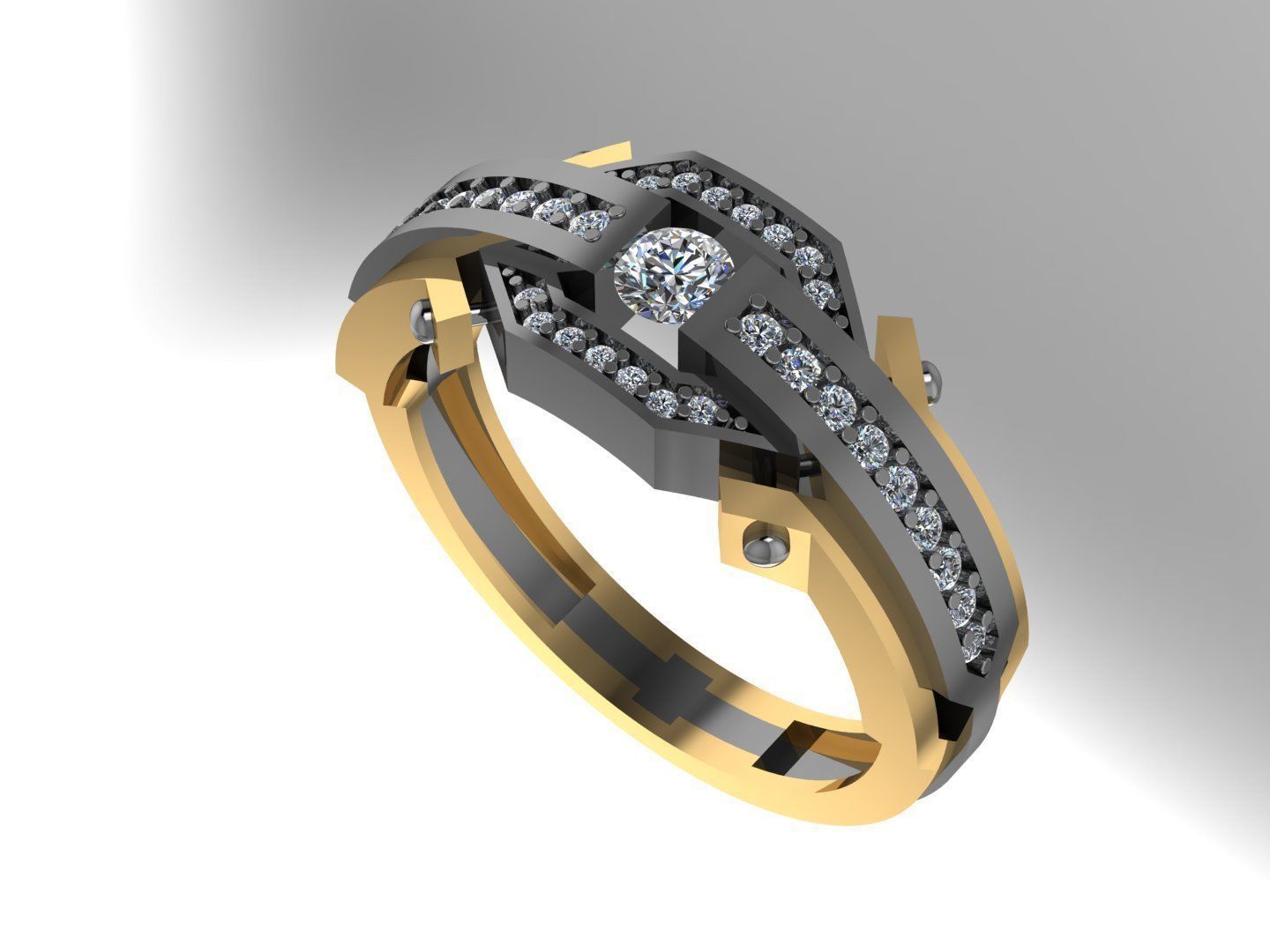 Men ring diamond 3D print model_5