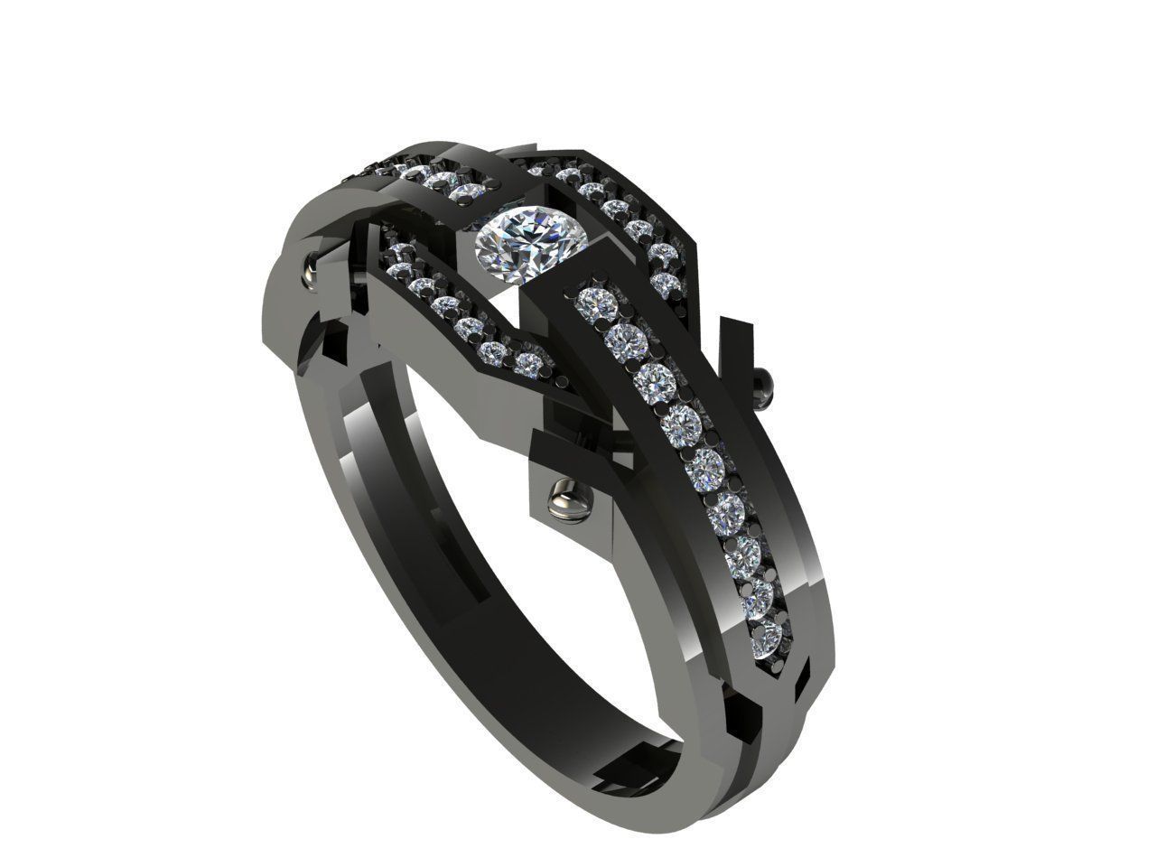 Men ring diamond 3D print model_2