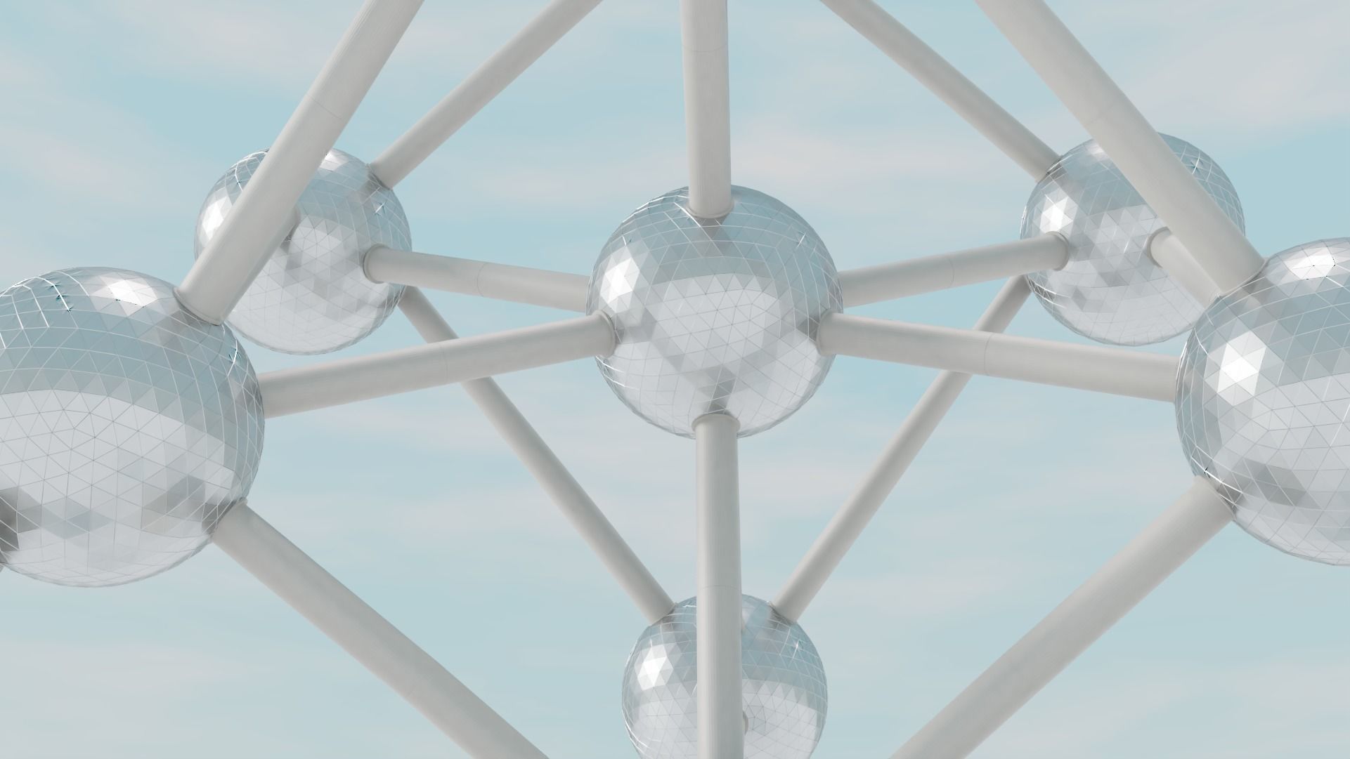 Atomium tower of metal balls Low-poly 3D model_3