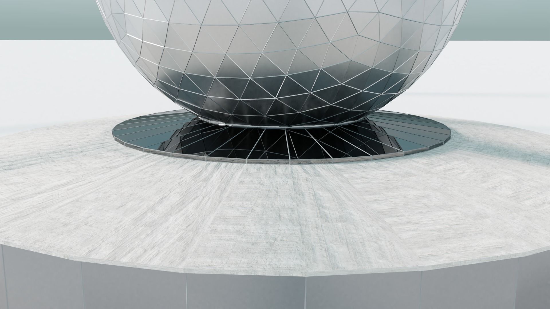 Atomium tower of metal balls Low-poly 3D model_1