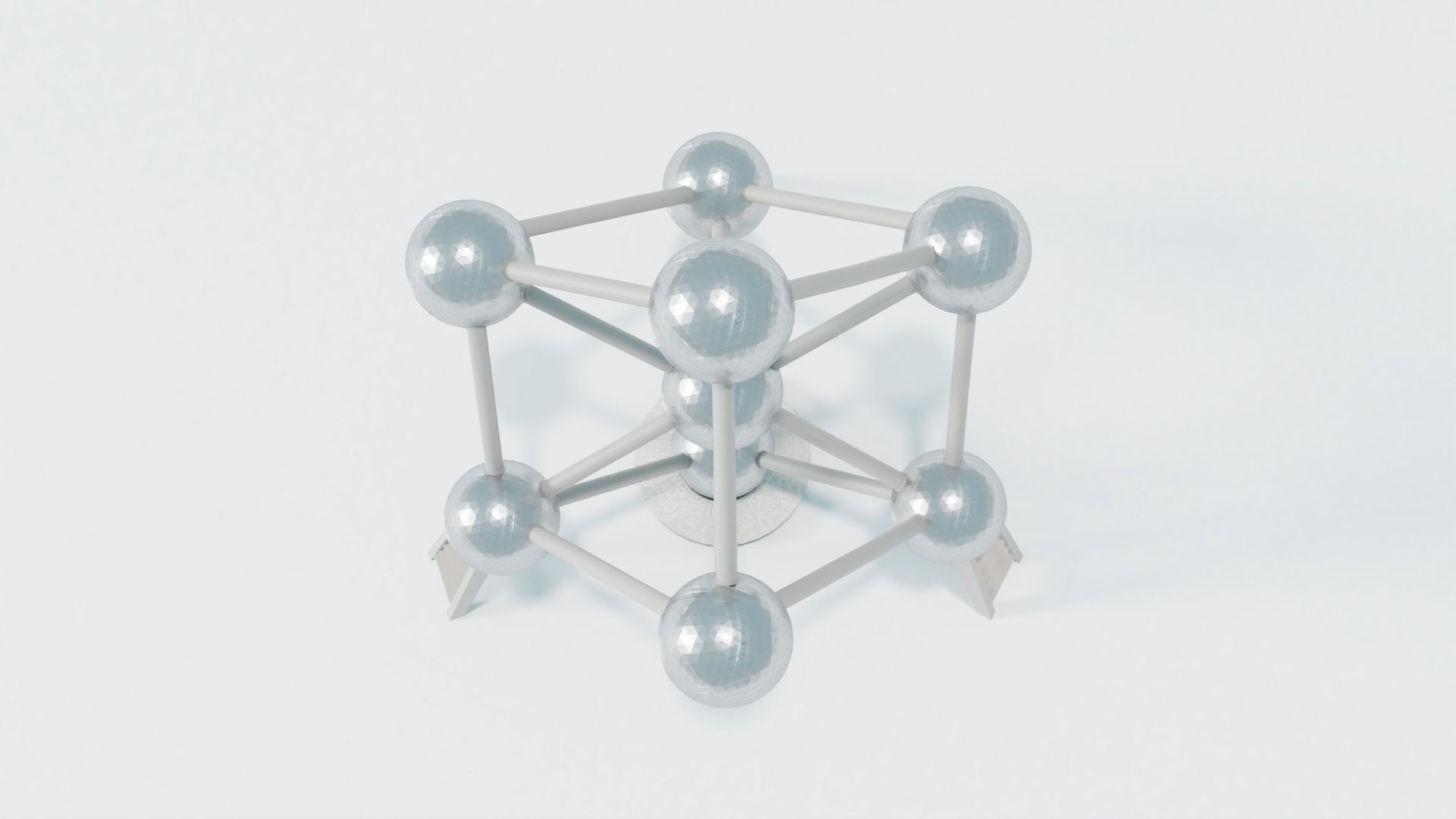 Atomium tower of metal balls Low-poly 3D model_2