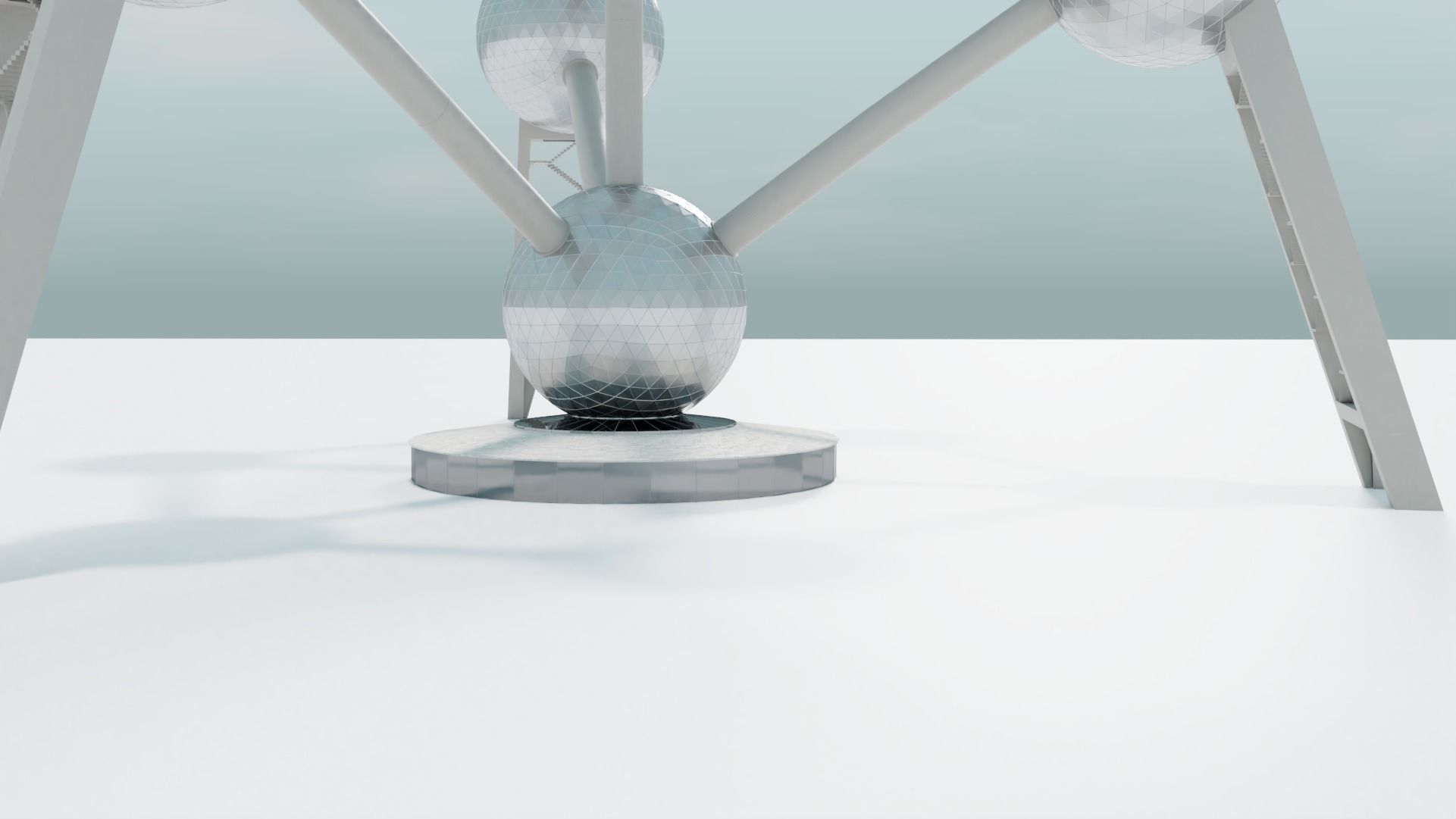 Atomium tower of metal balls Low-poly 3D model_4