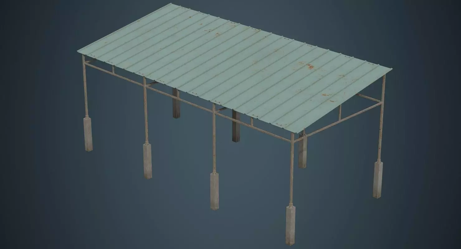 Warehouse Structure 1B Low-poly 3D model_0