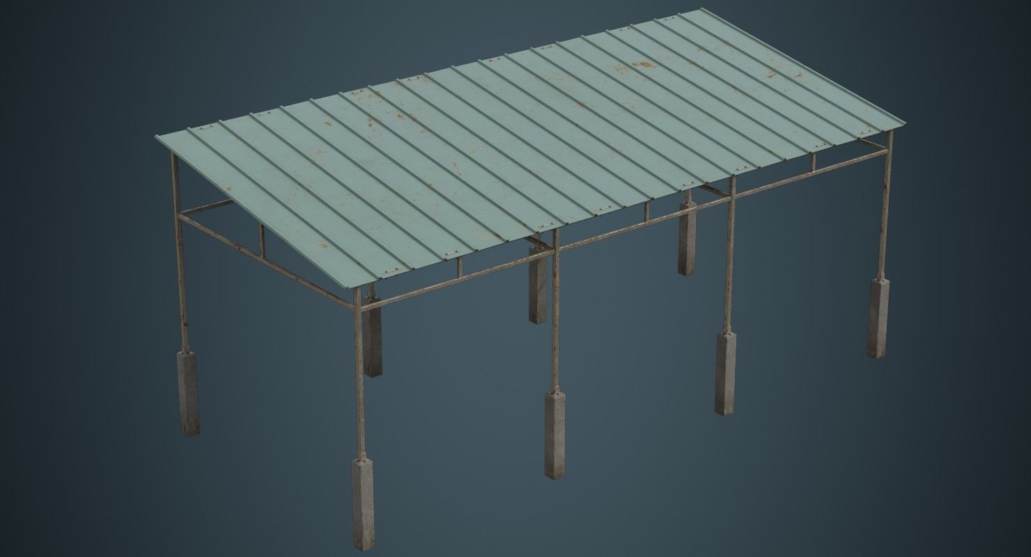 Warehouse Structure 1B Low-poly 3D model_1