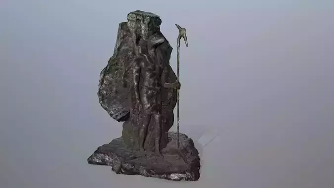 anibus statue of man holding spear