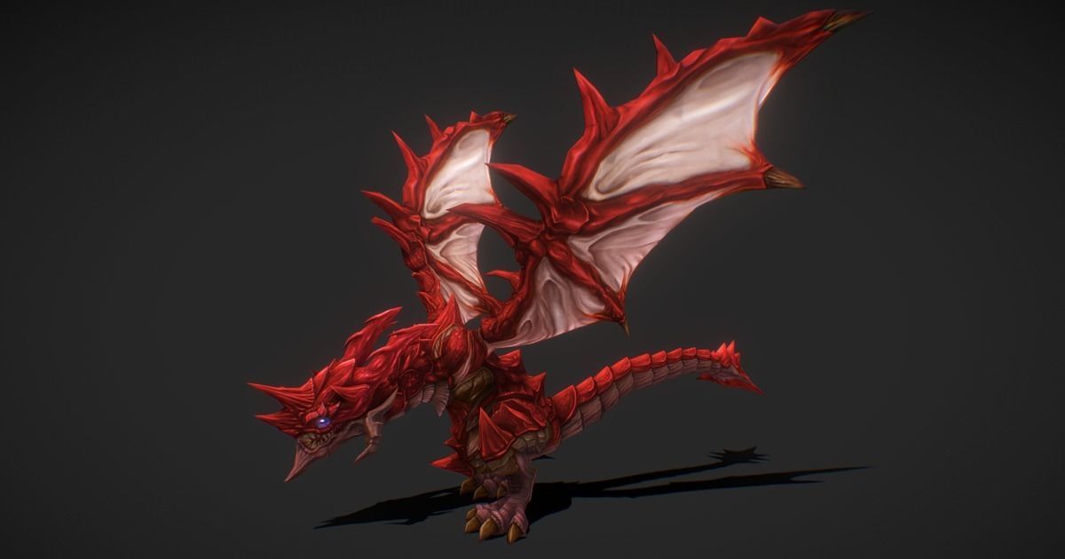 Fantasy RPG Fire Dragon Low-poly 3D model_2