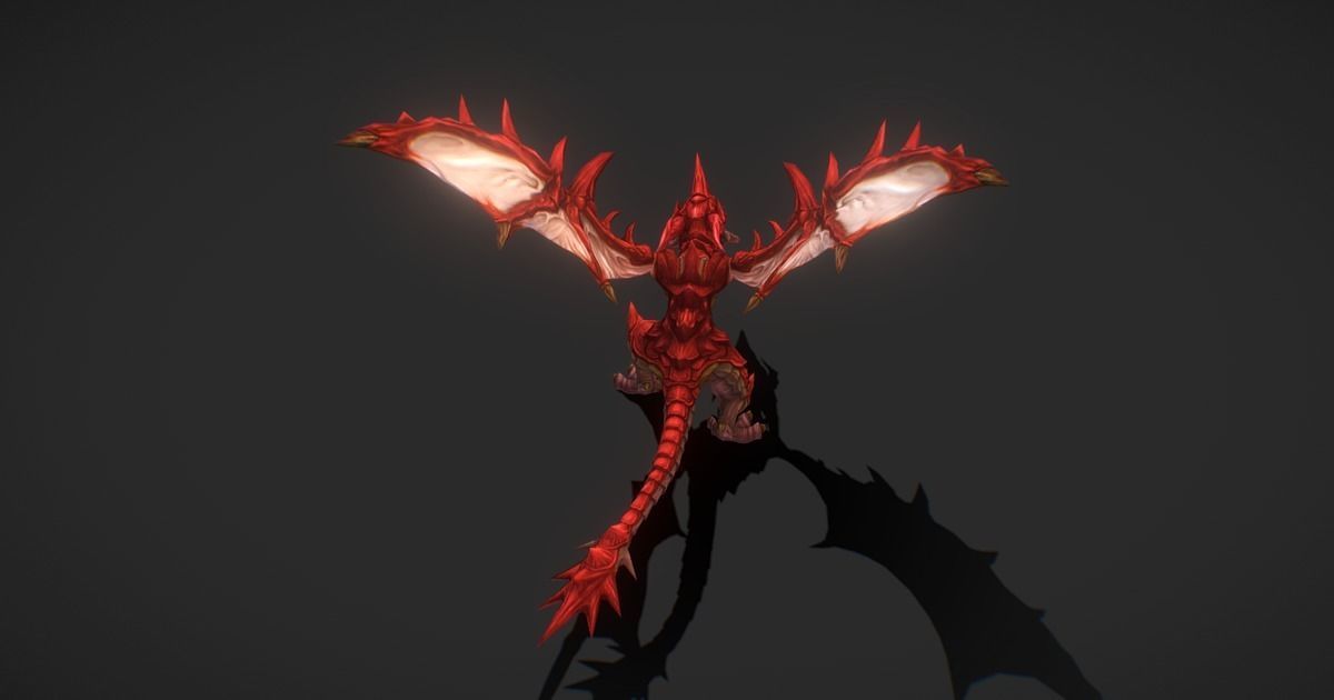 Fantasy RPG Fire Dragon Low-poly 3D model_5