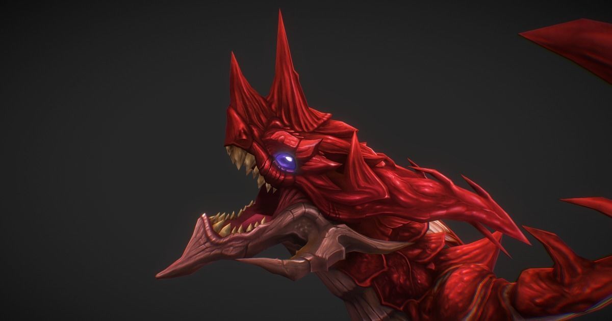 Fantasy RPG Fire Dragon Low-poly 3D model_4