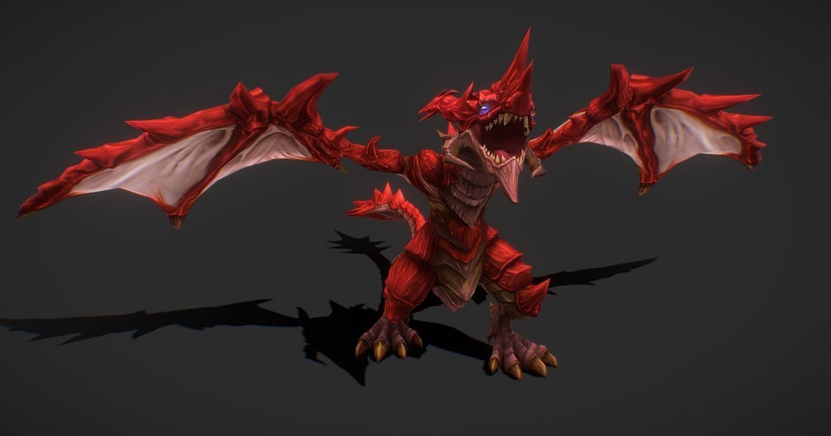 Fantasy RPG Fire Dragon Low-poly 3D model_1