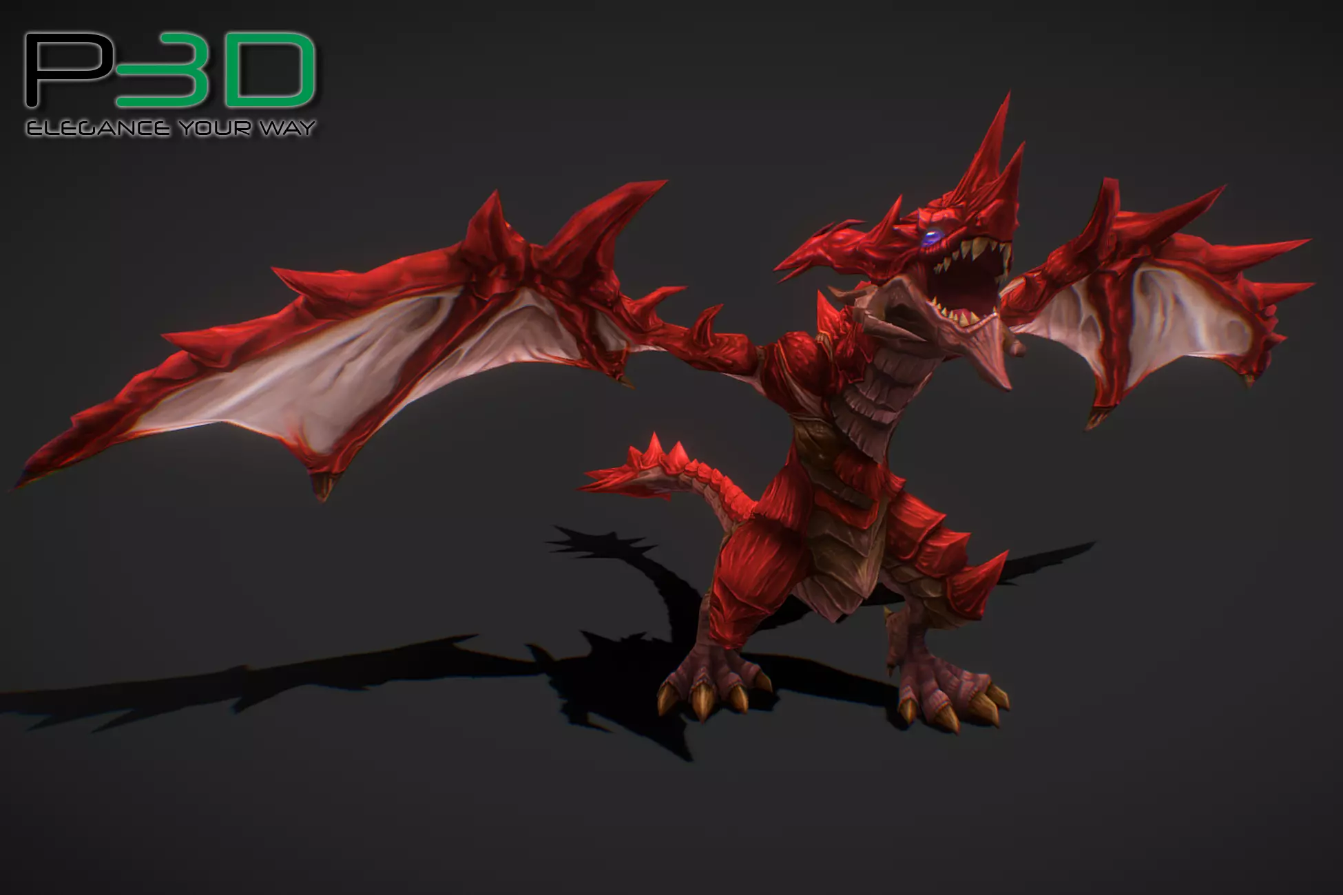 Fantasy RPG Fire Dragon Low-poly 3D model_0