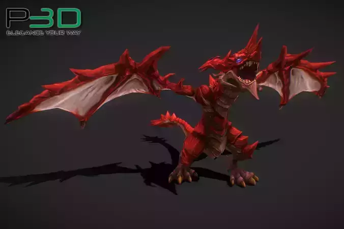 Fantasy RPG Fire Dragon Low-poly 3D model