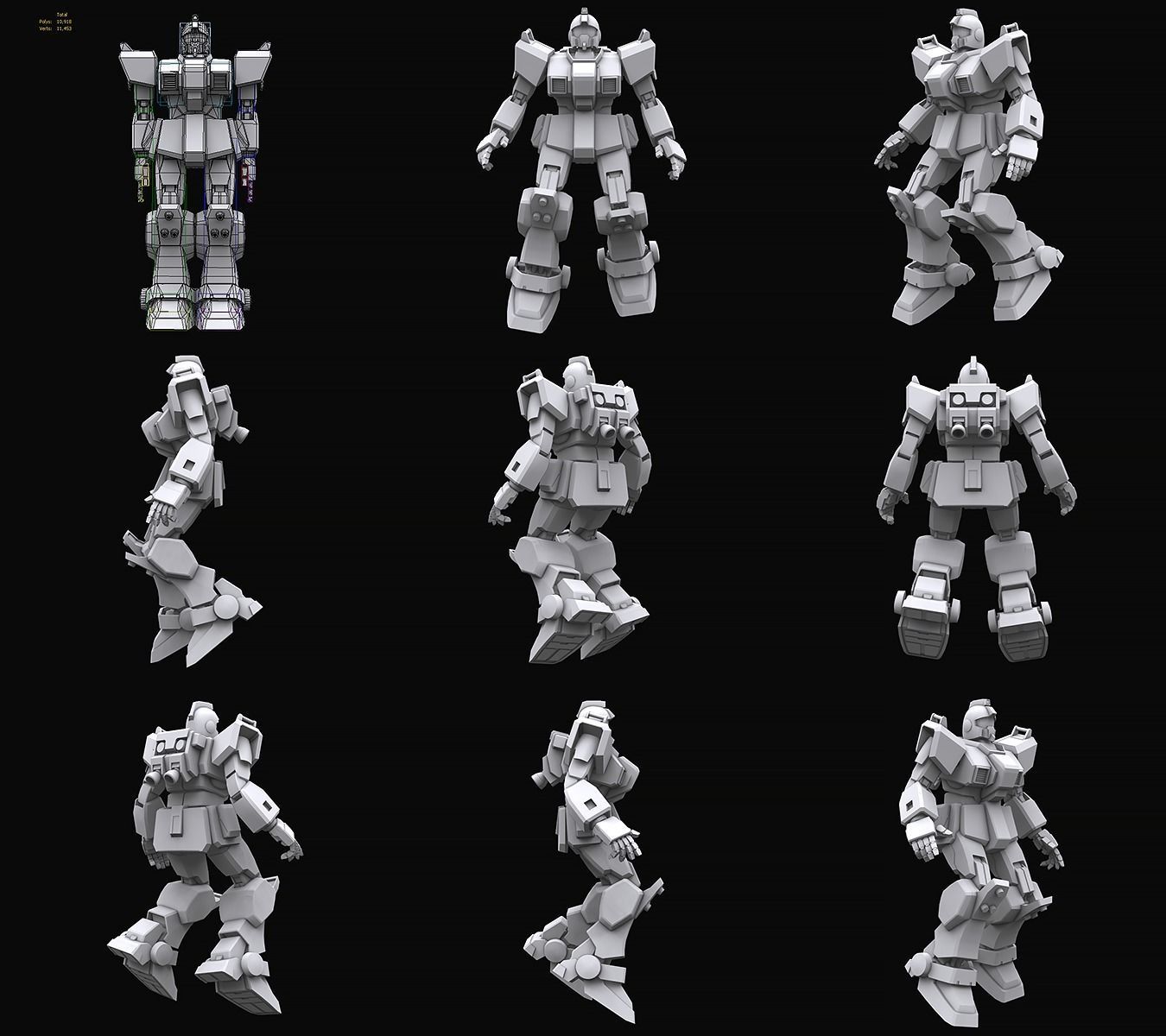 Gundam mobile suit Earth federation collection 3D model_1