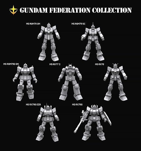 Gundam mobile suit Earth federation collection 3D model