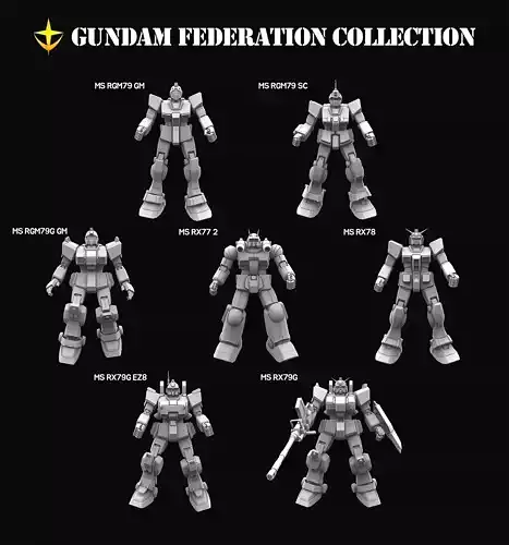 Gundam mobile suit Earth federation collection 3D model