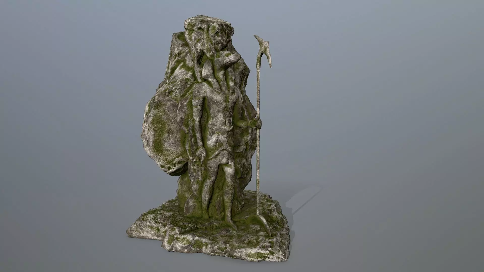 anibus statue with moss Low-poly 3D model_0