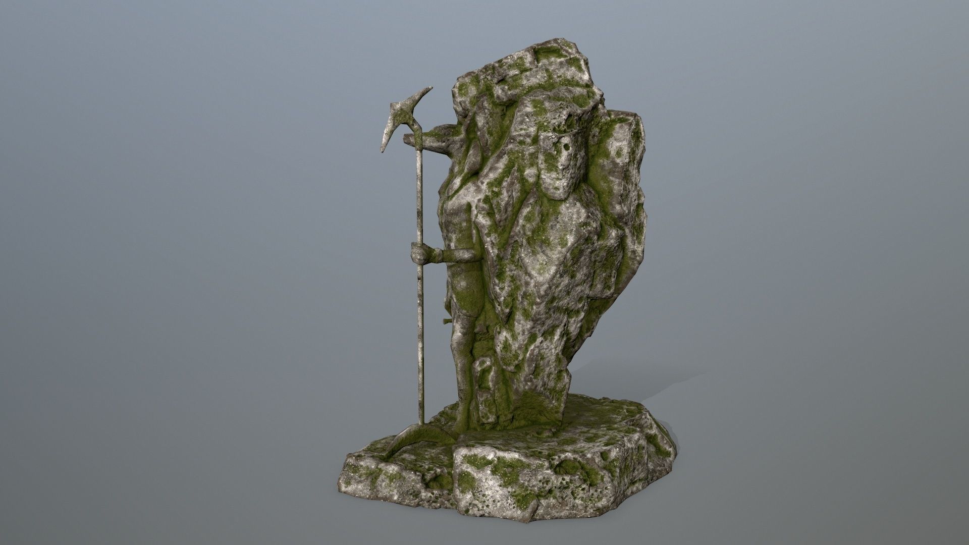 anibus statue with moss Low-poly 3D model_5