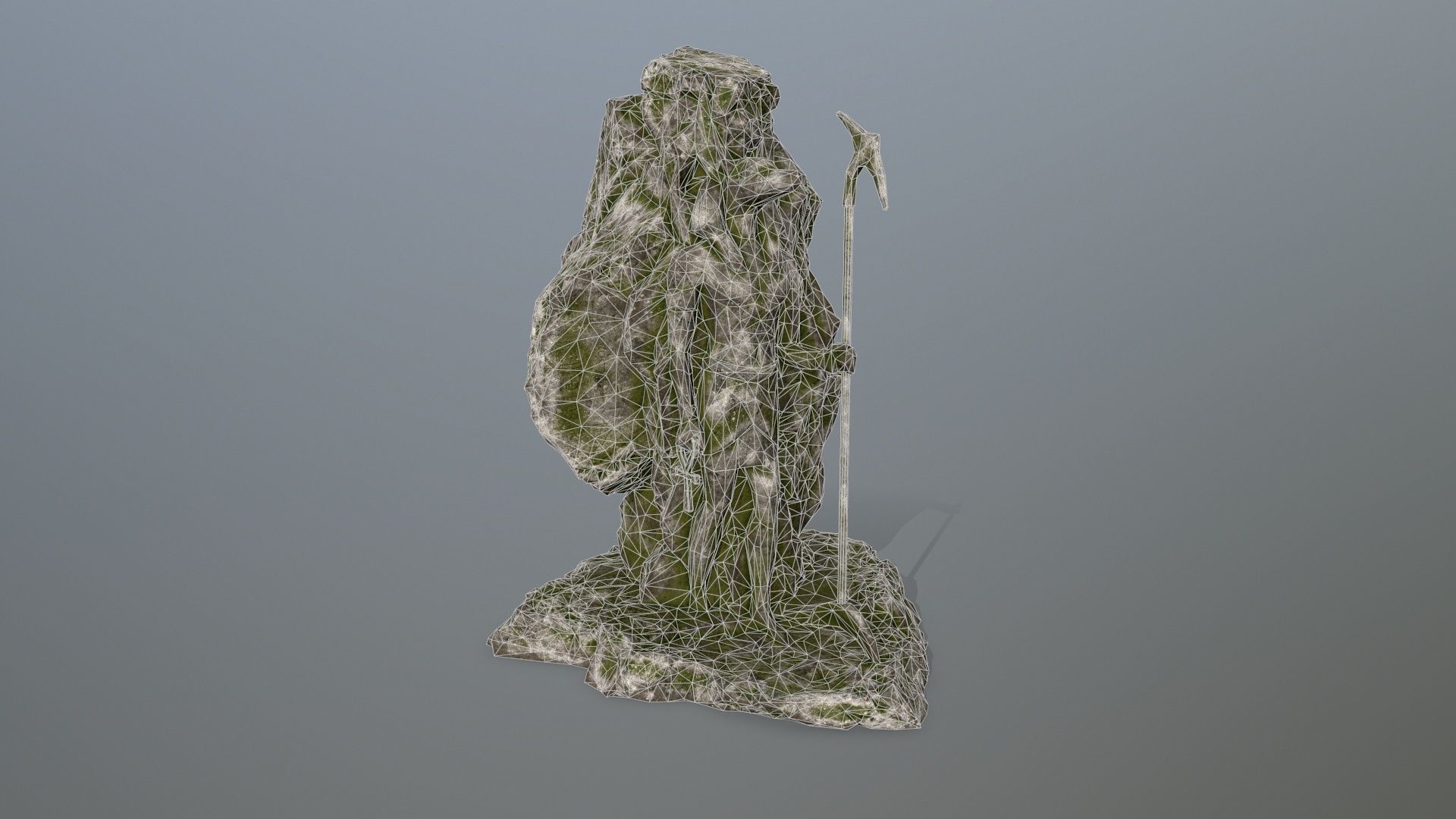 anibus statue with moss Low-poly 3D model_9