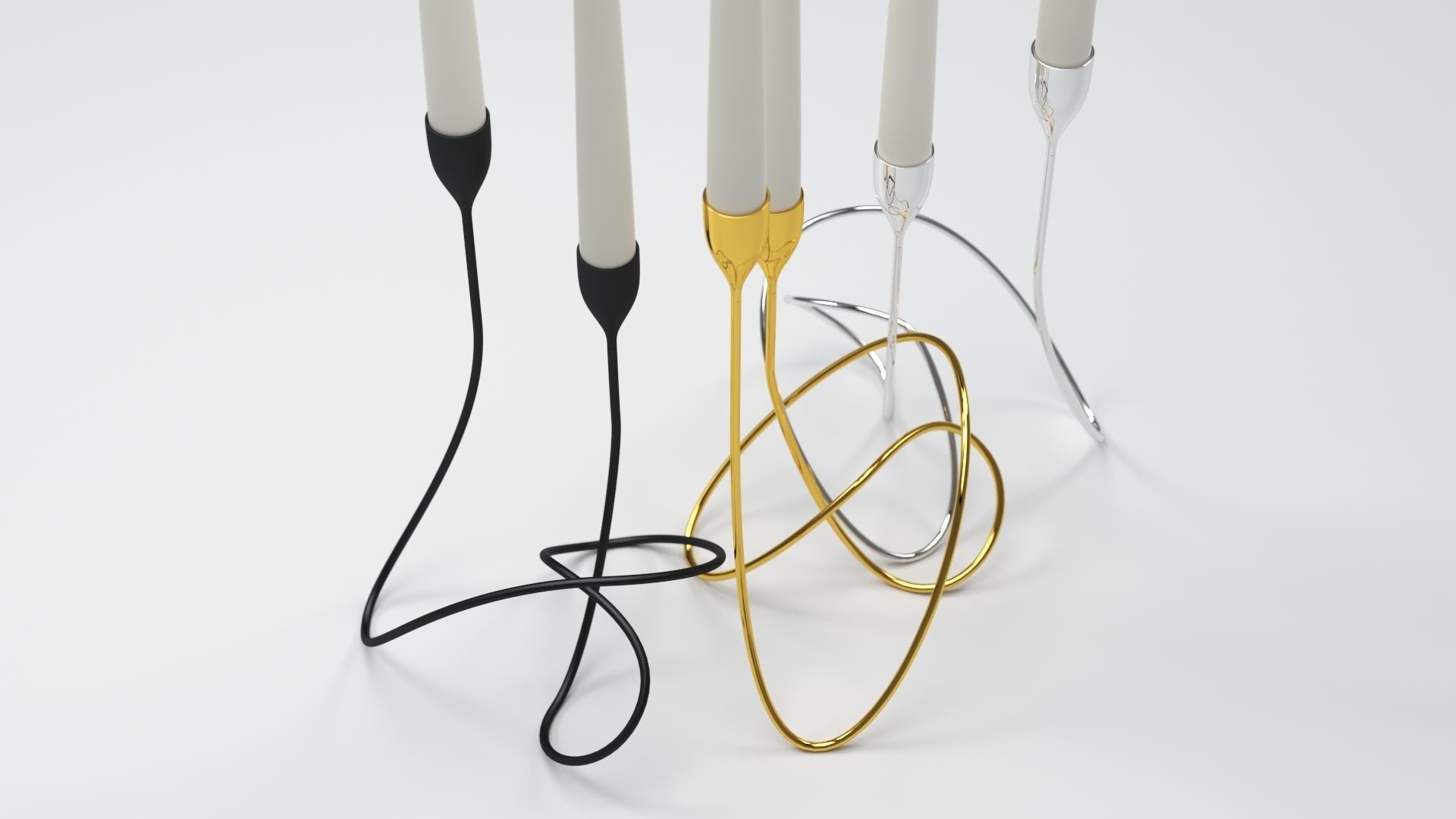 Hold Candle LOOP candelabra Black Blum ChromeGoldPaint Black free 3D