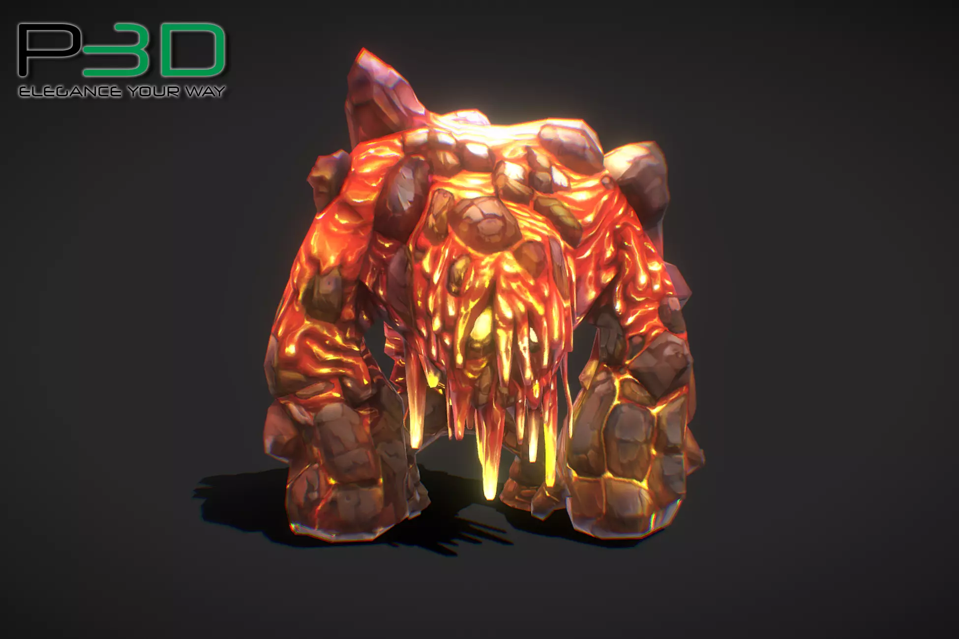 Fantasy RPG Fire Golem Low-poly 3D model