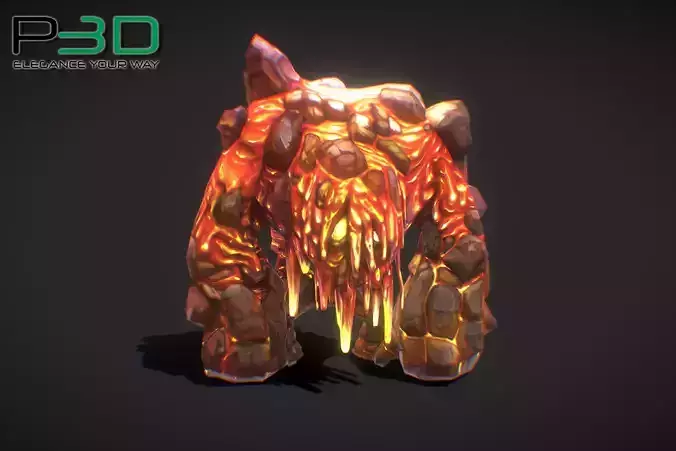 Fantasy RPG Fire Golem Low-poly 3D model