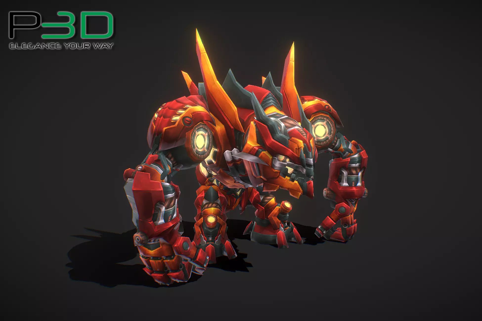 Fantasy RPG Fire Meka Low-poly 3D model_0