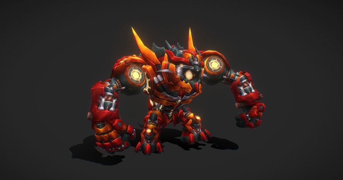 Fantasy RPG Fire Meka Low-poly 3D model_2