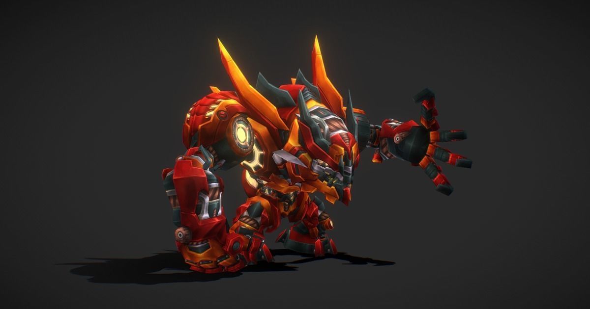 Fantasy RPG Fire Meka Low-poly 3D model_3