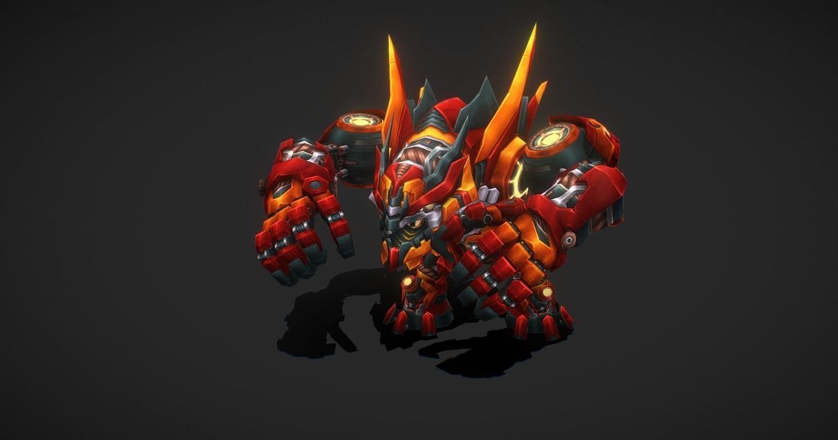 Fantasy RPG Fire Meka Low-poly 3D model_4