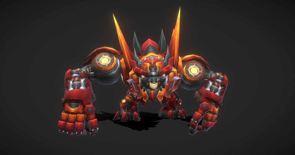 Fantasy RPG Fire Meka Low-poly 3D model_1