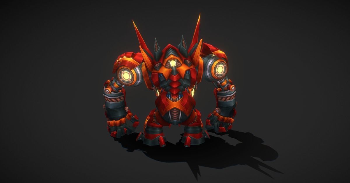 Fantasy RPG Fire Meka Low-poly 3D model_5