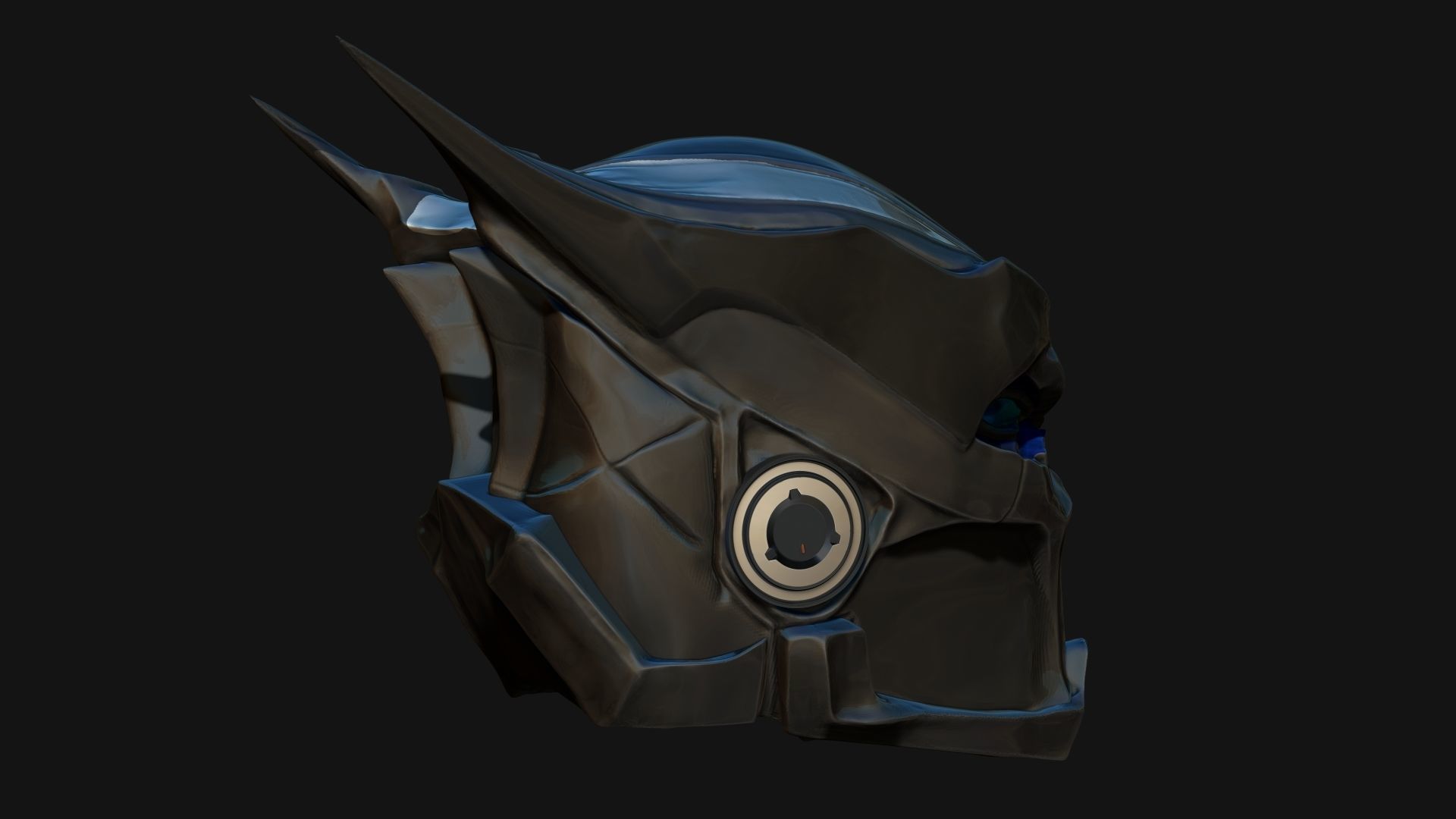 Aggressive Superhero Helmet Sculpt Project 3D model_9