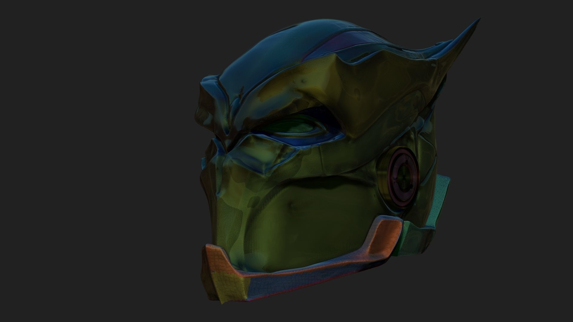 Aggressive Superhero Helmet Sculpt Project 3D model_5