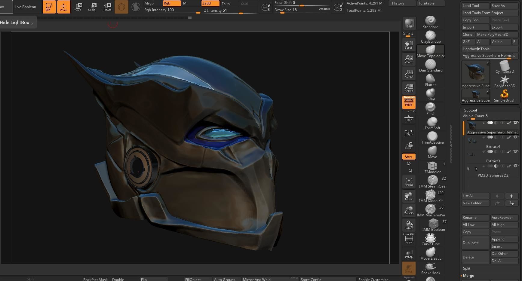 Aggressive Superhero Helmet Sculpt Project 3D model_11