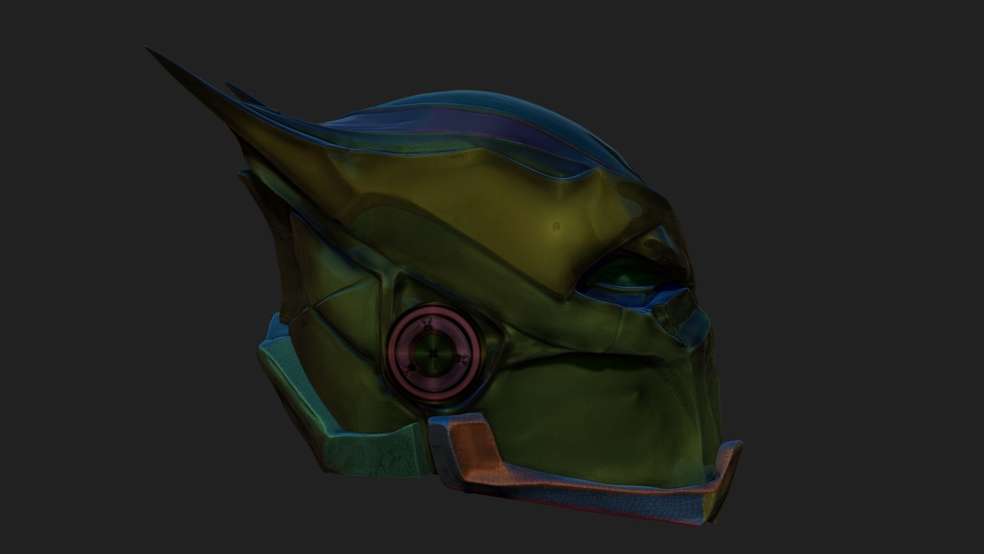 Aggressive Superhero Helmet Sculpt Project 3D model_7