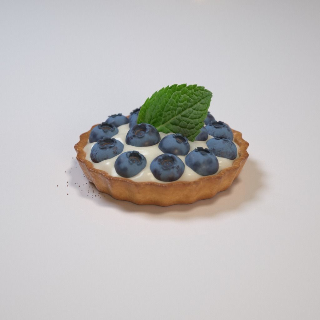 Blueberry tartlet 3D model_1