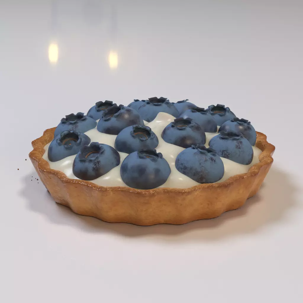 Blueberry tartlet 3D model_0