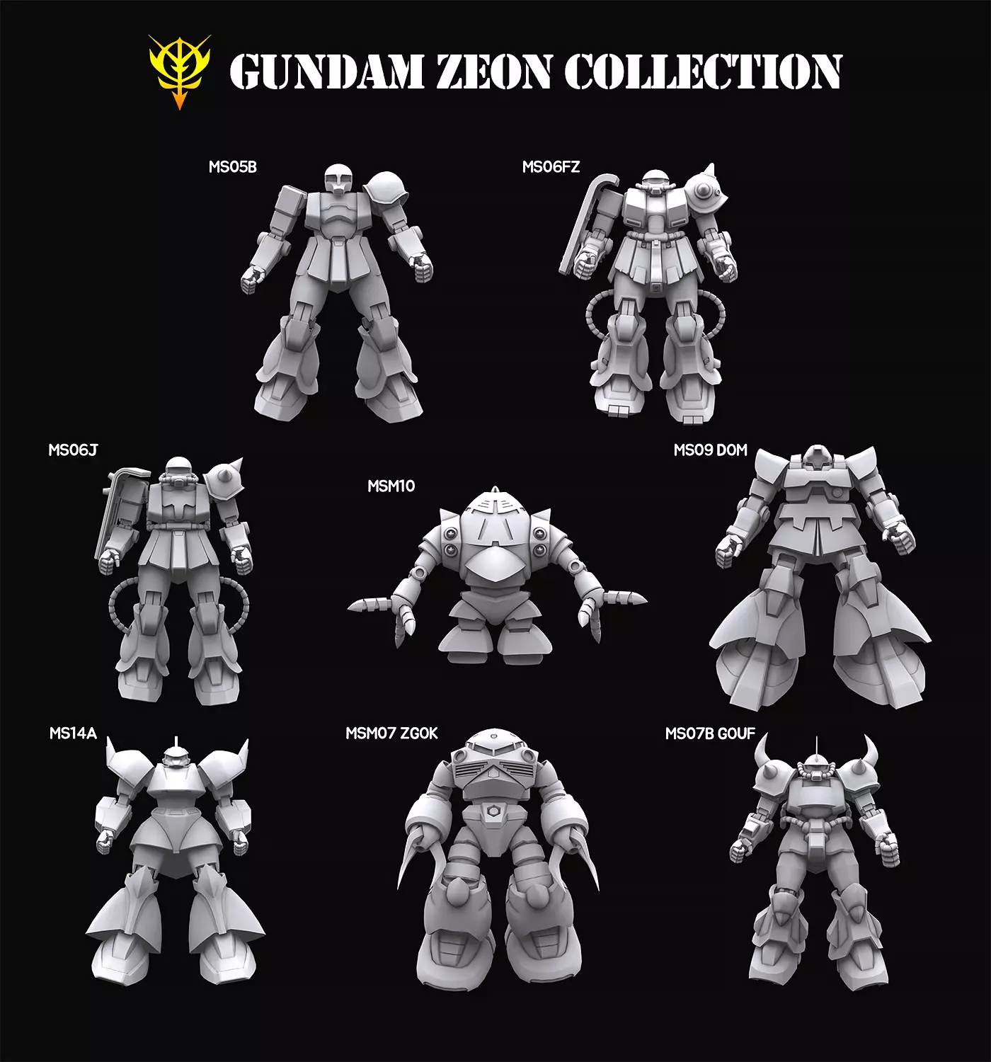 Gundam mobile suit Zeon collection 3D model_0