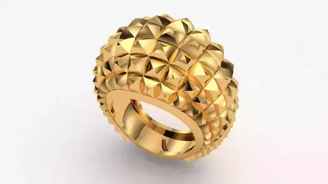 RGNG 3D print model gold ring with diamonds