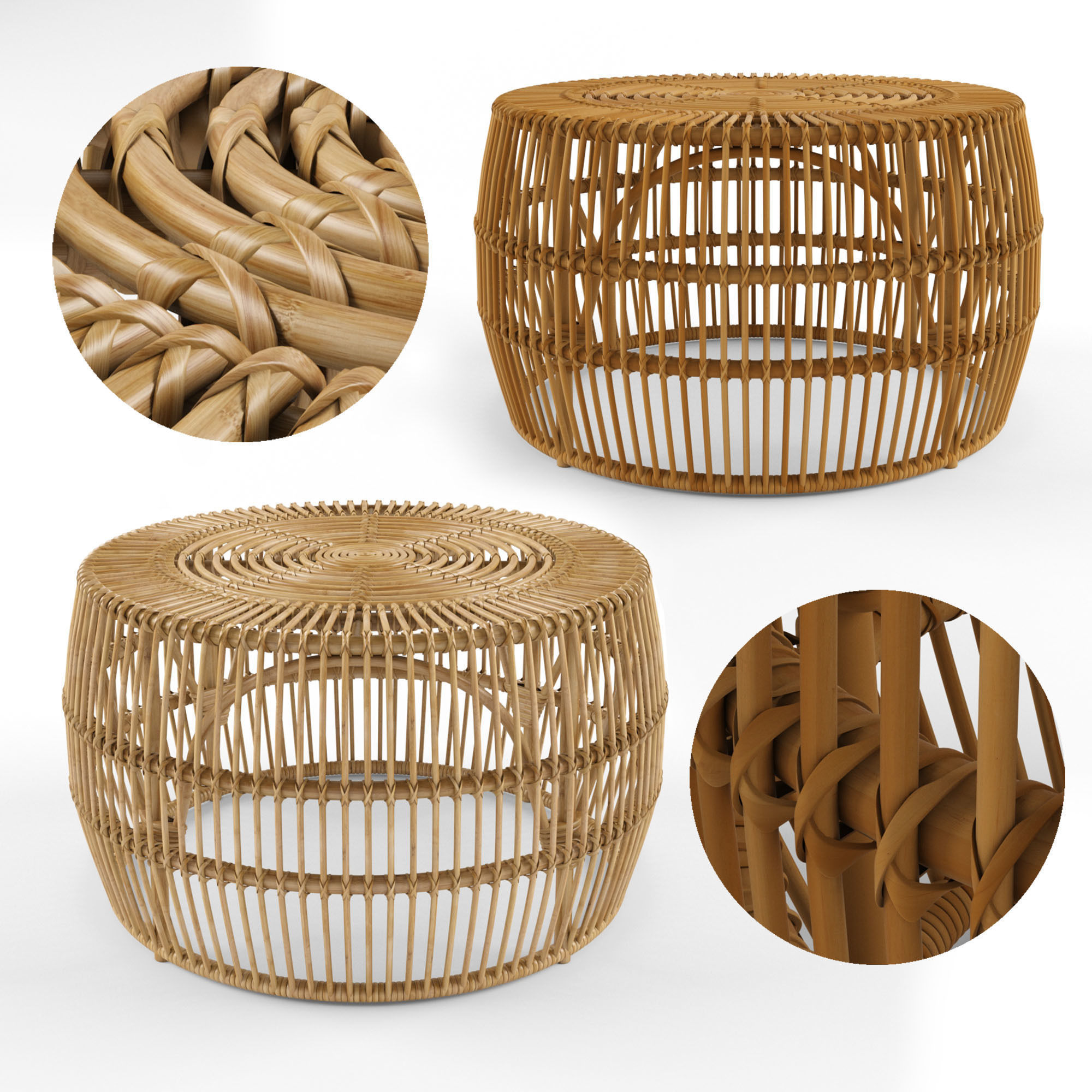 Pyronia Rattan Cage Coffee Table Natural 3D model CGTrader