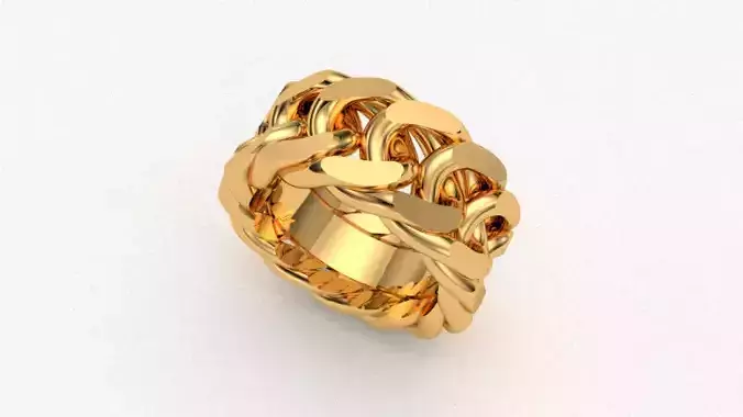 RGNG 3D print model gold ring with intricate design