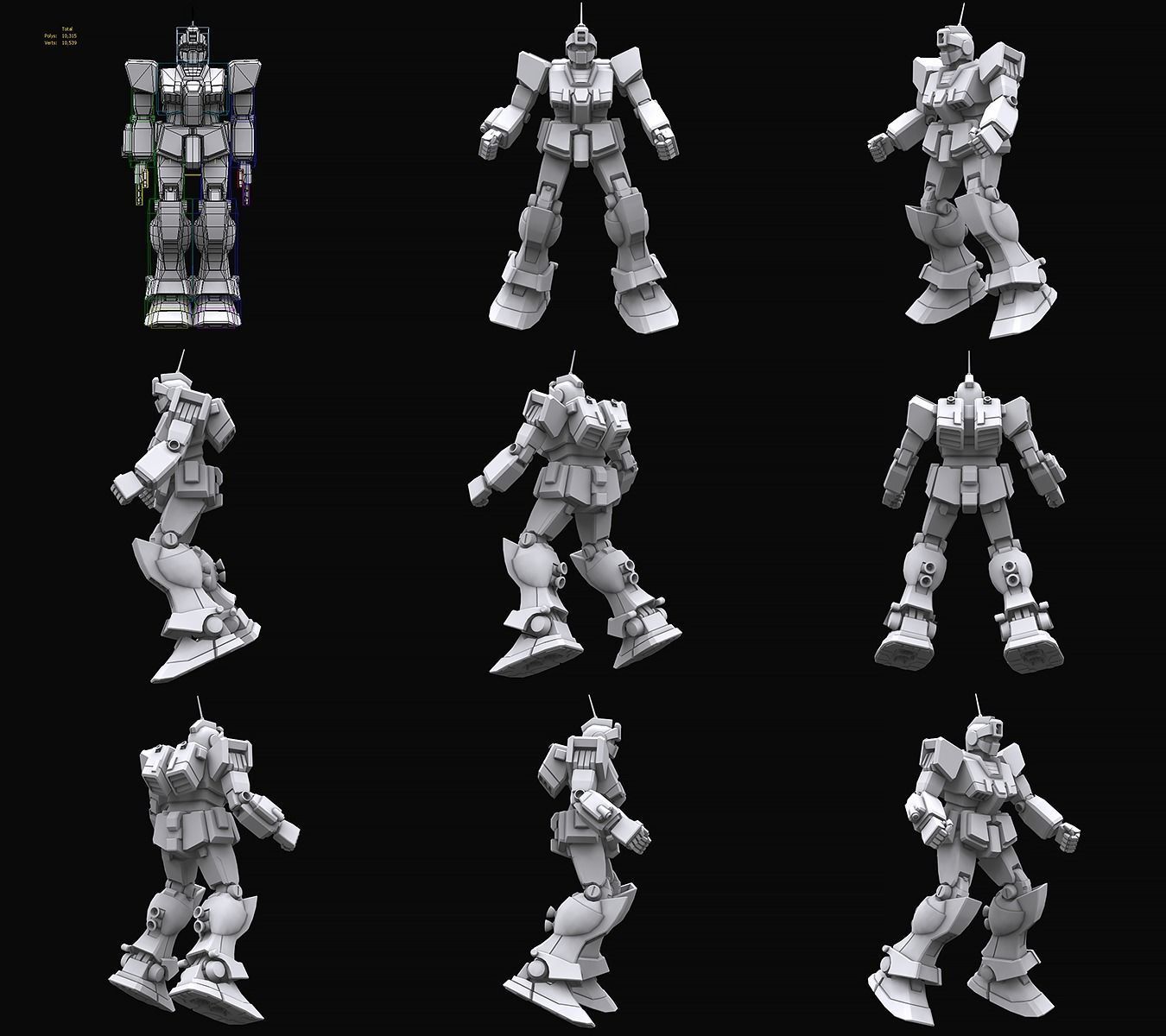 Gundam mobile suit Zeon x Earth Federation collection 3D model_11